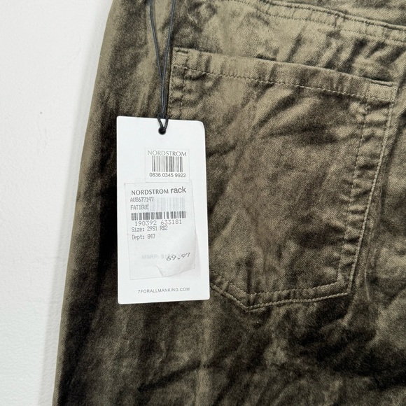 NWT 7 For All Mankind Green Velvet Button Front High Rise Pants Women’s Size 29 - Picture 9 of 13